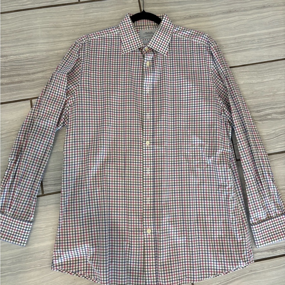 Charles Tyrwhitt Red and Blue Casual Button Down Shirt
